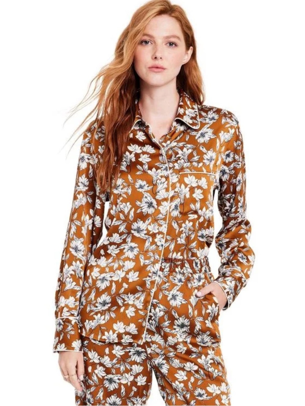 La Linge X Target Collab Floral Button-Front in Rust